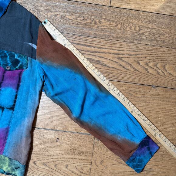 Sacred Threads Tie Dye Button Up Collared Jacket SZ S/M Boho Hippie Topper - Picture 7 of 8